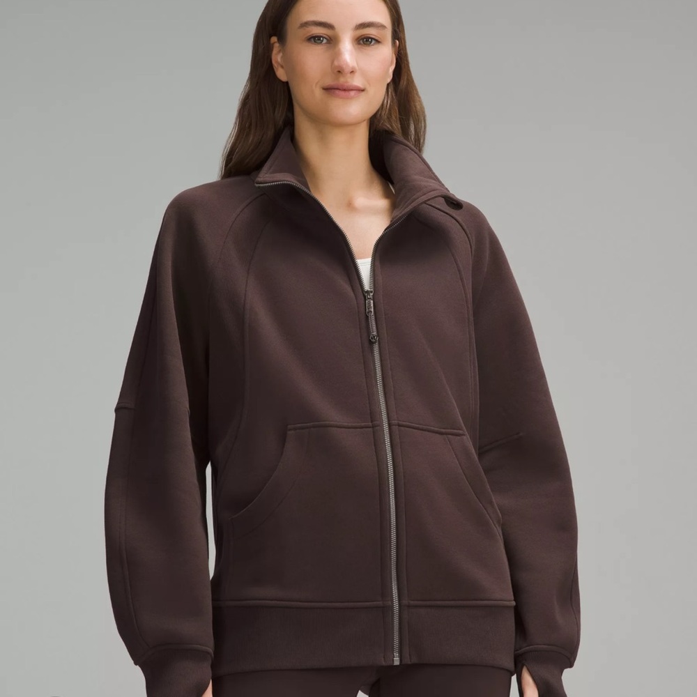 Scuba Oversized Funnel-Neck Full Zip XS S brown